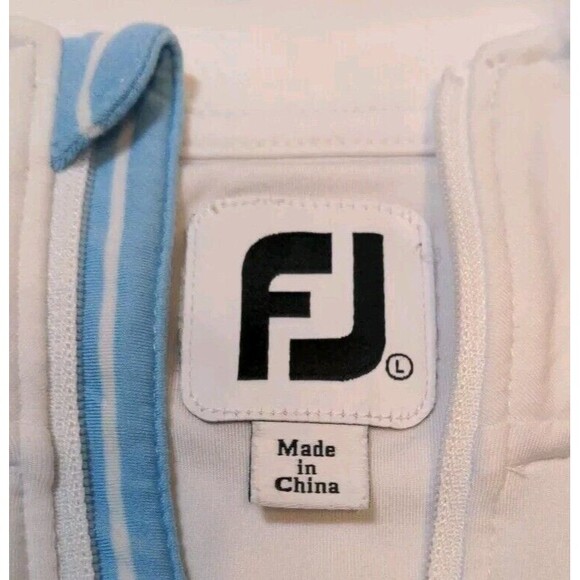 FootJoy Shirt Women's Large Golf Quarter Zip Pullover Baby Blue White Logo EUC - Picture 7 of 10